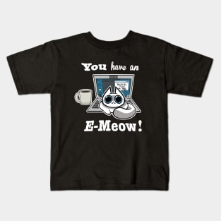 Cat T-Shirt - You have an E-Meow! - White Cat Kids T-Shirt